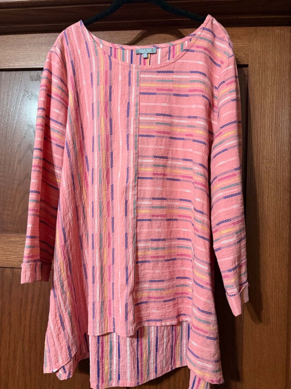 Habitat Pink Striped Long Sleeve Tunic Top with Multicolor Accents
